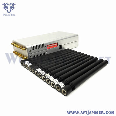 kaufen 12 Antennen Silber-Stil Portable Signal Jammer Handheld Vollband 2G/3G/4G/5G WiFi GPS Blocker mit eingebauter Batterie Online-Herstellung