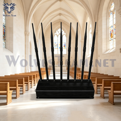 Besorgen 40W 8 einstellbare Bänder Desktop-Signalstörer Drahtloser Handy-Signalblocker für Kirchengottesdienste und ruhige religiöse Stätten Online-Herstellung