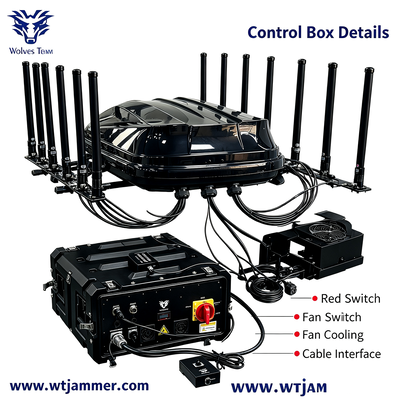 Besorgen 1400W 14-Kanal IP65 Wasserdichtes Signal Störgerät HF-Frequenzblocker für 5G GPS WiFi UHF VHF Online-Herstellung