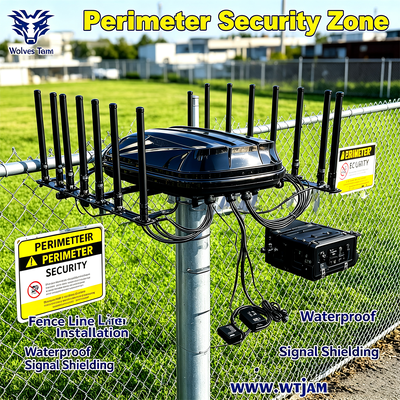 Besorgen 1400W 14-Band Vollspektrum Fest Signal Jammer mit IP65 wasserdichtem und staubdichtem Gehäuse für Fahrzeugsicherheit Online-Herstellung