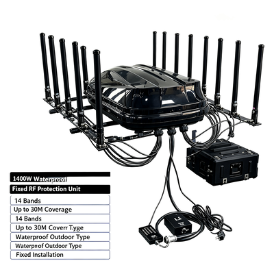 Besorgen 1400W 14-Kanal IP65 Wasserdichtes Festsignalstörgerät für Außensicherheit Online-Herstellung