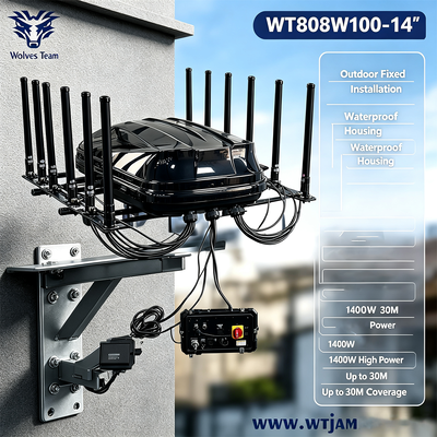 Besorgen 1400W 14-Band IP65 wasserdichter Outdoor-Signaljammer RF-Jammer für Gefängnisumfangssicherheit Online-Herstellung