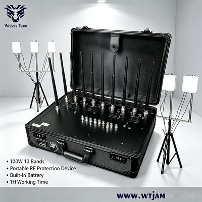 Besorgen 100W 10-Band tragbares Signal-Jammer mit 30-100M Reichweite für 5G 4G WiFi CDMA GSM PCS Blockierung Online-Herstellung
