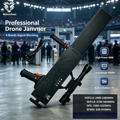 Besorgen 80W 4-Band Portable Drone Jammer mit 500-1000m Reichweite Anti-Drone Signal Blocker Online-Herstellung
