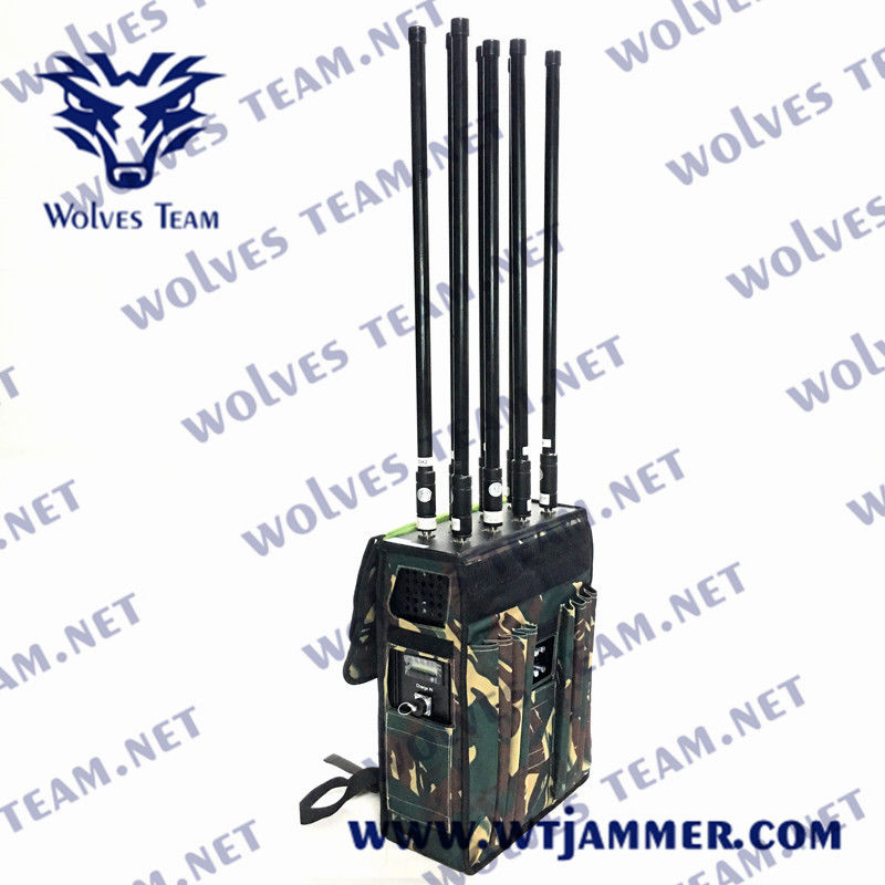 Dauerhafter Militärbrummen-Signal-Störsender-wasserdichter Rucksack UAV-Störsender GPSs WIFI5.8G der hohen Leistung