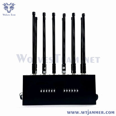 6 Kanäle 300W Desktop Signal Jammer, Block Reichweite bis zu 100m für 2G / 3G / 4G / 5G / WiFi / GPS