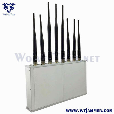 8 Kanäle 20W Desktop Signal Jammer, Block Reichweite bis zu 20m für 2G / 3G / 4G / WiFi