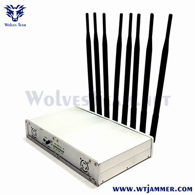 8 Kanäle 20W Desktop Signal Jammer, Block Reichweite bis zu 20m für 2G / 3G / 4G / WiFi