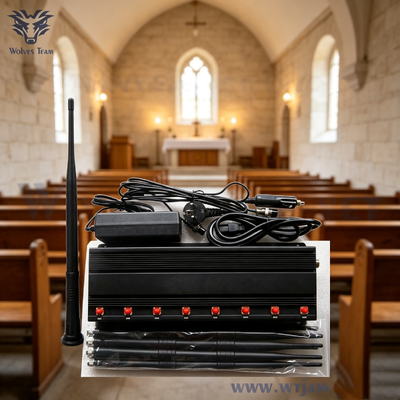 50 Meter 40W 8 Antennen Desktop Signal Blocker Anti-Störungs-Funkstörsender für Kirchen und religiöse Versammlungsräume