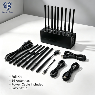 140W 14-Kanal Desktop Signaljammer mit 80 Meter Reichweite für Konferenzraum-Sicherheit