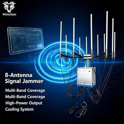 IP65 Waterproof 400-800W Desktop Signal Jammer with 8 Channels and 500m Range