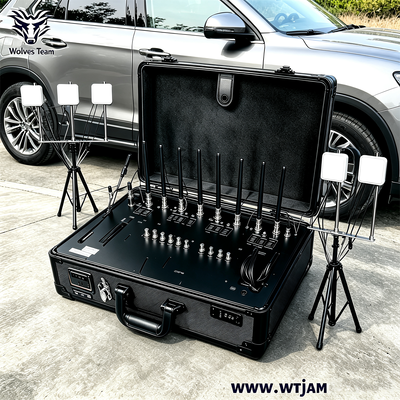 100W Portable Phone Signal Jammer mit 10 Bands und eingebauter Batterie für 2G 3G 4G 5G WiFi Blockierung