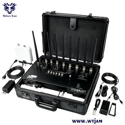 100W 10-Kanal-Portable RF Jammer mit 30-100 Meter Abdeckung für CDMA GSM DCS 3G 4G LTE 5G NR WiFi